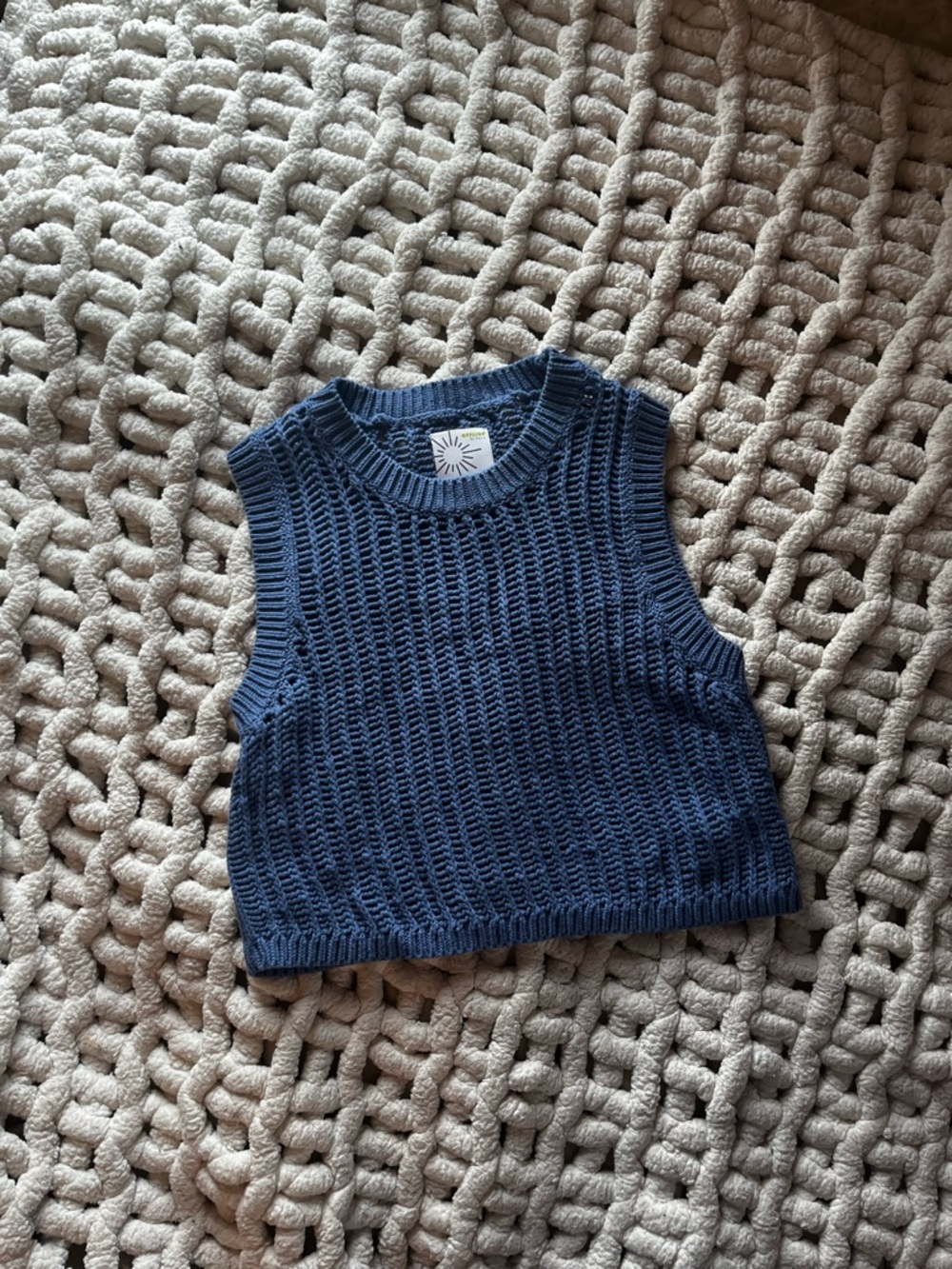 aerie Blue Cropped Knit Tank Top